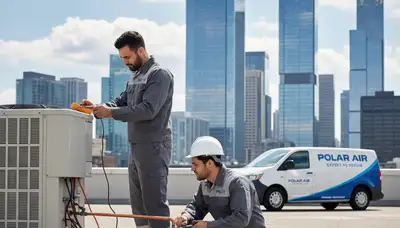 Technician performing AC repair in Houston TX for Five Star Cooling residential service