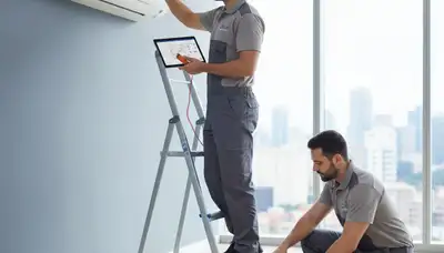 Technician fixing air conditioner unit for residential AC repair in Houston TX by Five Star Cooling