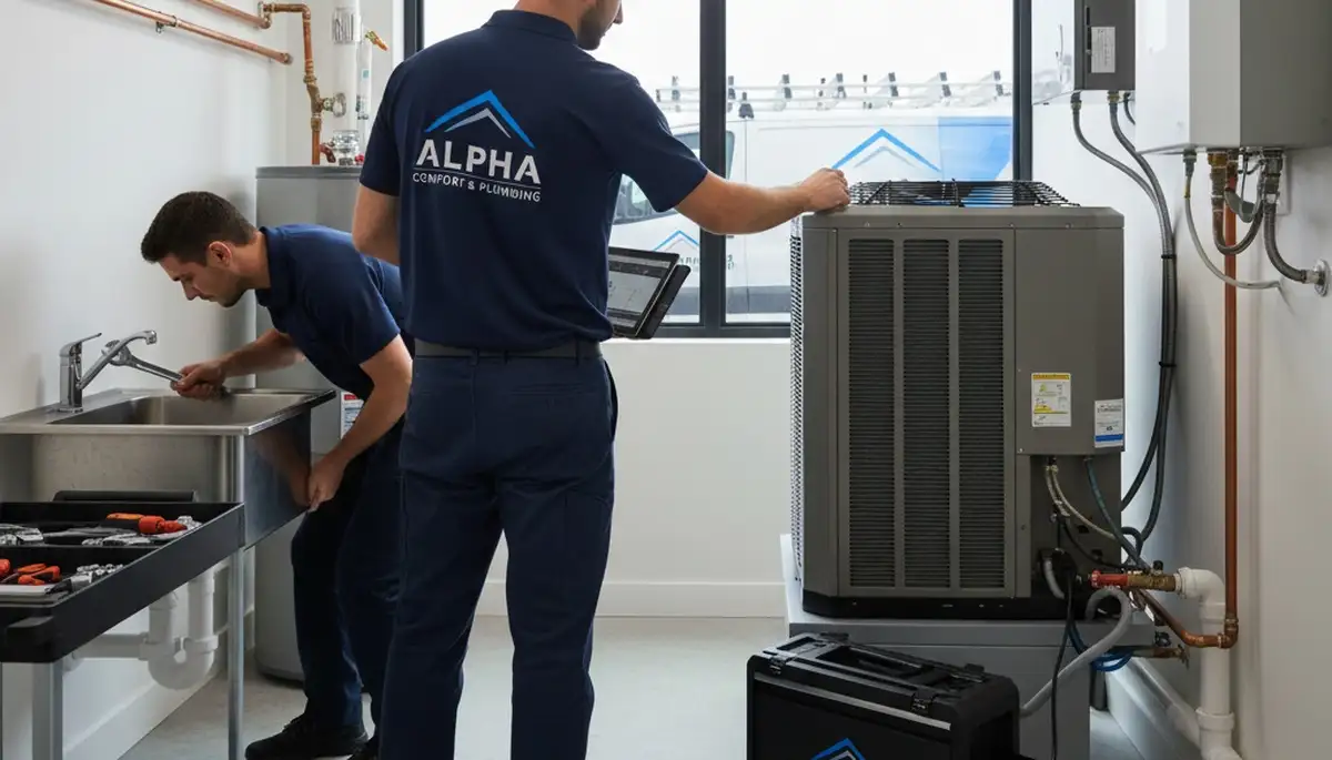 Plumber fixing water heater in Houston TX home | Five Star Cooling plumbing and AC repair experts